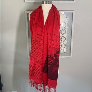 Little Women scarf red and black. Literary novelty scarf